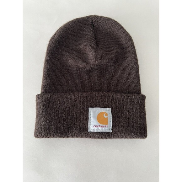 CARHARTT Stocking Cap Knit Hat Beanie Dark Brown A18 DKB - Picture 1 of 4